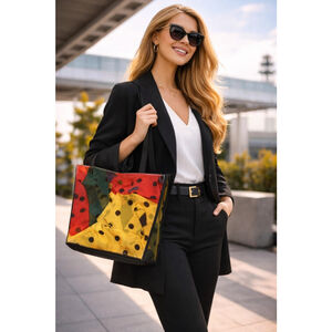 Women's Angela Frascone abstract Red Yellow Polka Dot vintage purse